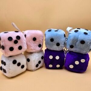 Fuzzy Dice Car Auto‎ Interior Accessories Hanging Ornament Charm Pendant Set